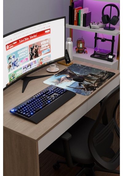 Monster Hunter: World Dikişli Kauçuk Oyuncu Mousepad V1 - 48x40 Xl Gaming Mouse Pad