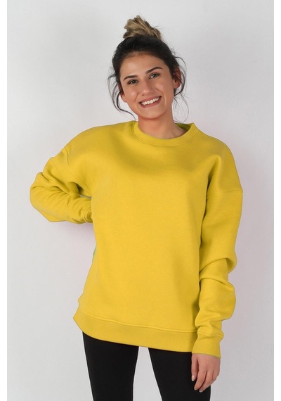 Kadın Sıfır Yaka Baskılı Sweatshirt 001