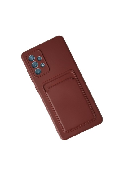 Samsung Galaxy  Uyumlu  A72 Kılıf Kelvin Kartvizitli Silikon - Bordo