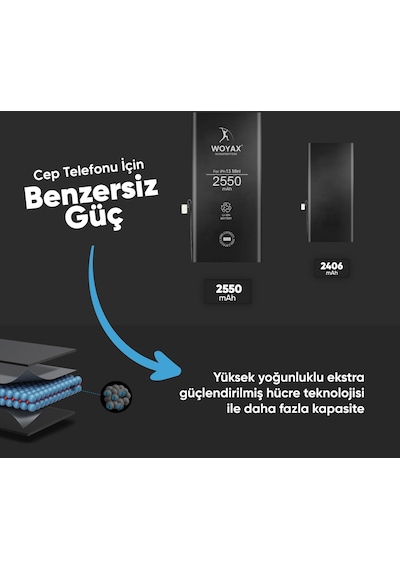 Woyax Apple Uyumlu iPhone 13 Mini  Premium Batarya 2550 Mah Yüksek Kapasite