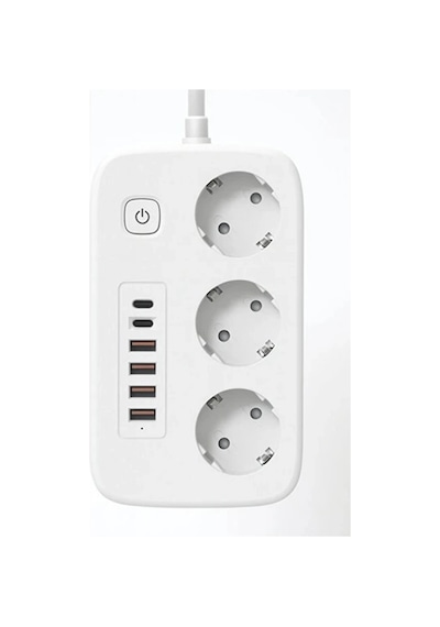 Akım Korumalı Priz Ve Masaüstü Şarj İstasyonu Kablosuz 3 Priz ,4 Usb, 2 Type-c Girişli 2 Metre 2 M