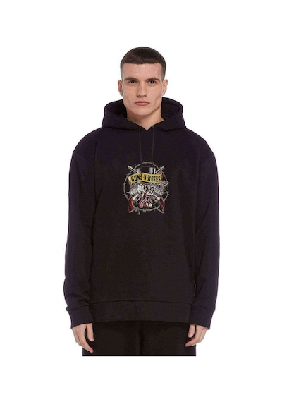 Guns N Roses Metal Baskılı Siyah Erkek Kapşonlu Sweatshirt (534752184)