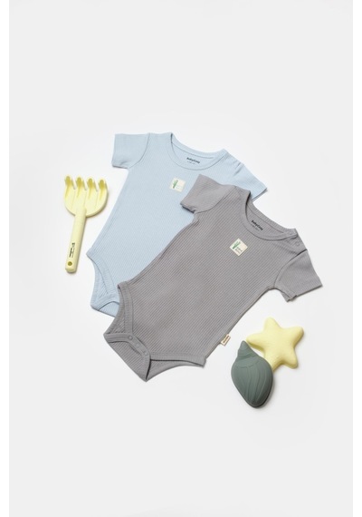 BabyCosy Organik 2 Li Kısa Kollu Body Csyb9017 001