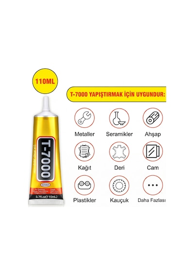 T-7000 50 Ml Çok Amaçlı Siyah Yapıştırıcı - Güçlü Tutuş