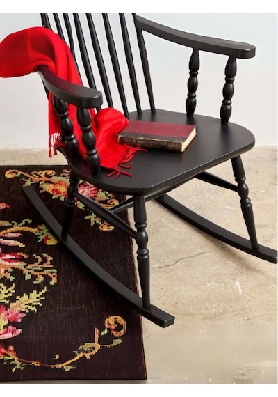 Willlow Rocker Ahşap Sallanır Sandalye Siyah