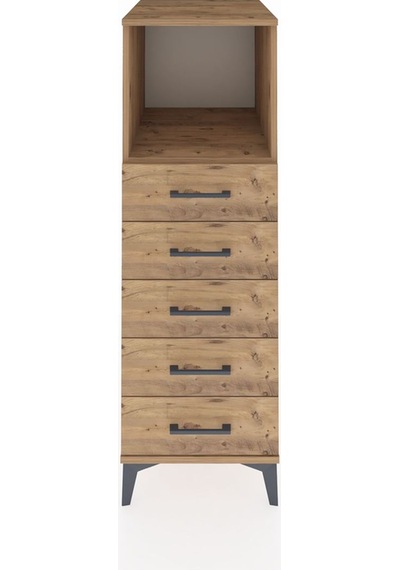 Kronos Dolap Tek Raflı 5 Çekmeceli 44x59x134 Çam-çam Çam