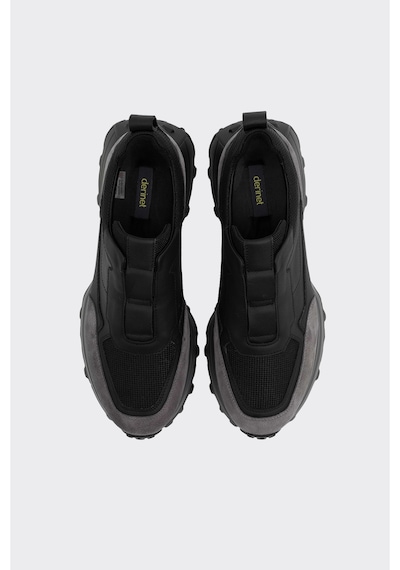 Derinet Hakiki Deri Comfort Taban Erkek Sneaker Siyah Gri Siyah Gri