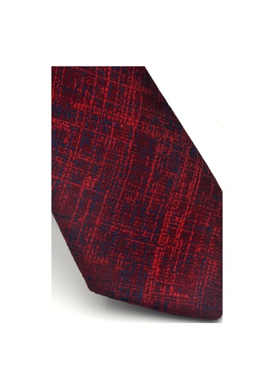 Gaffy Lacivert Kırcıl Desenli Bordo Dokuma Kumaş Mendilli Slim Fit Kravat // Sdk-2610-4 Bordo