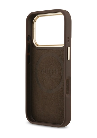 Apple Uyumlu iPhone 17 Pro Kılıf Guess Lisanslı M-safeli 4g Desen Pu Metal Plaka Klasik Logolu Kahverengi Kahverengi Apple Uyumlu iPhone 17 Pro Kılıf Guess Lisanslı M-safeli 4g Desen Pu Metal Plaka Klasik Logolu Kahverengi Kahverengi