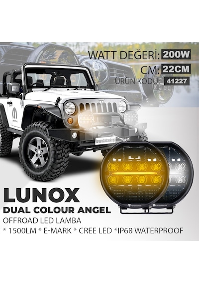 Lunox Dual Colour Cree Angel Led 200w Turuncu Beyaz Drl Mercek Fa