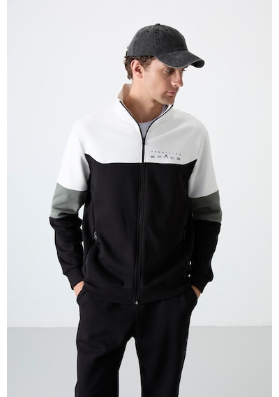 Tommy Life Siyah Dik Yaka Renk Geçişli İçi Polarlı Erkek Eşofman Takımı - 85186 Siyah