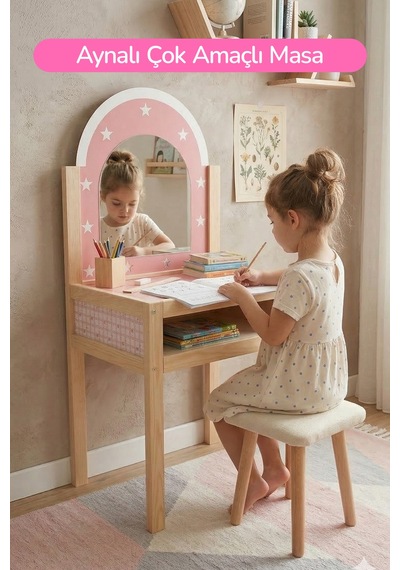 Ahşap Çocuklar İçin Makyaj Masası