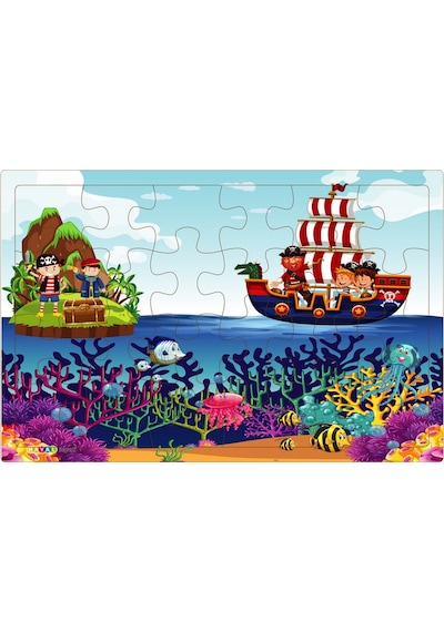 Yeni 4 Adet 24 Parçalı Ahşap Puzzle Yapboz Sevimli Dostlar. Kara
