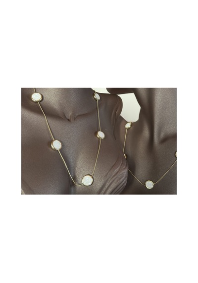 Evelin Detaylı Yuvarlak Taşlı Vintage Retro Kolye Gold