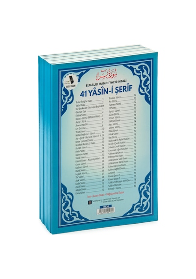 10 Adet Türkçe Mealli Orta Boy 80 Sayfa 41 Yasin - Mavi Renk