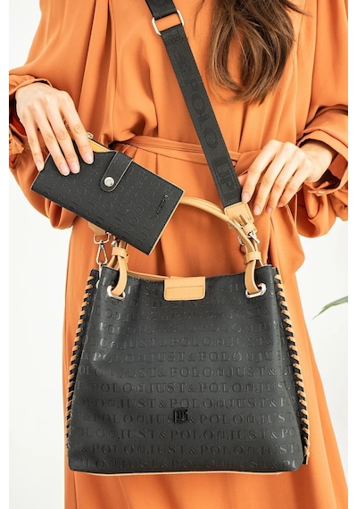 Just Polo Kadın Gofraj Kabartma Desenli Mıknatıslı Çıtçıt Kapama El Ve Omuz Çantası Mh4031mh Camel Siyah 52474285