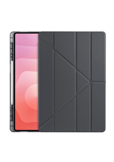 Samsung Galaxy Tab S11 Ultra Uyumlu Kılıf Tri Folding Kalem Bölmeli Katlanabilir Standlı Pu Yumuşak Kapak Kapaklı Kılıf