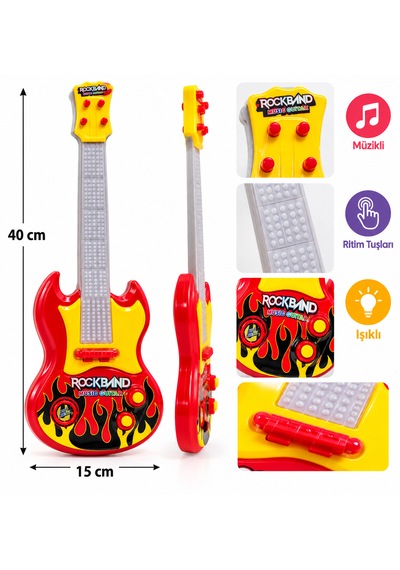 Sarı Kırmız Müzikli Oyuncak Gitar Sarı Kırmızı