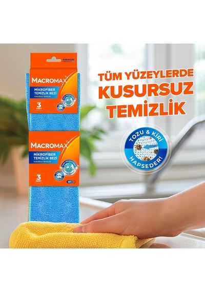Mikrofiber Temizlik Bezi 3'lü Paket, Ultra Emici Toz Alıcı Çok Amaçlı Yüzey Bezi Belirtilmemiş
