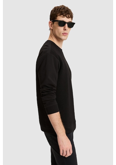 U.S. Polo Assn. Erkek Siyah Bisiklet Yaka Comfort Fit Metal Plaka Logolu Sweatshirt 50329411-vr046