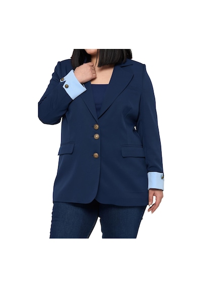 Disentis Büyük Beden Manşeti Kumaş Garnili Düğme Detaylı Astarlı Lacivert Mavi Blazer Ceket Lacivert Mavi Disentis Büyük Beden Manşeti Kumaş Garnili Düğme Detaylı Astarlı Lacivert Mavi Blazer Ceket Lacivert Mavi