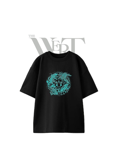 Thewert Ac Valhalla Tasarım Baskılı Ünisex Siyah Oversize T-shirt