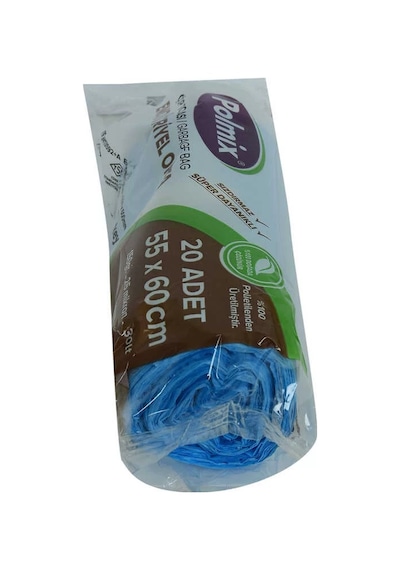 Çöp Torbası Orta Boy 55x60cm 150gr 25mikron 30lt Mavi Rulo 20 Adet