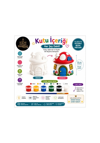 Çocuk Boyama Seti Mantar Ev Boyanabilir Dekoratif Taş Ev Eğitici Hobi Ve Yaratıcılık Oyuncağı