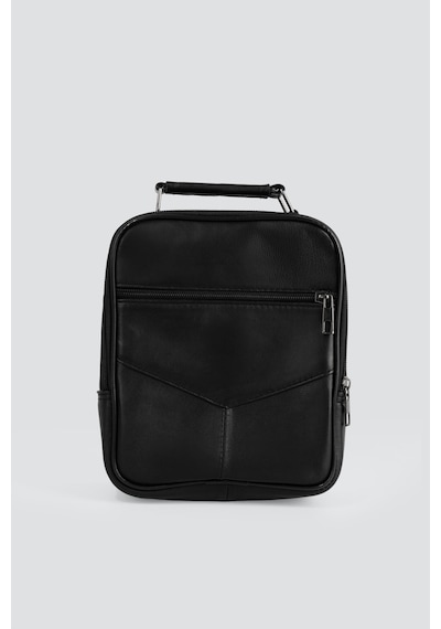 Westbag Erkek Siyah Çelik Kasalı Hakiki Deri El Ve Omuz Çantası Ayarlanabilir Askılı Büyük Boy