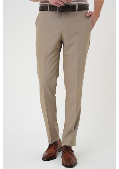 Efor Slim Fit Pilesiz Yün Klasik Koyu Bej Kumaş Pantolon P 1191 K.Bej