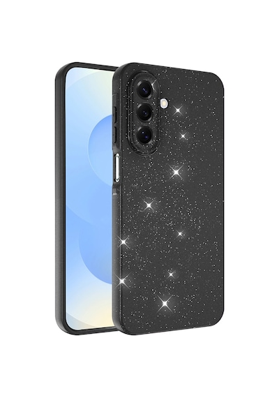 Galaxy Uyumlu A17 Kılıf Kamera Korumalı Simli Lüks Ata Koton Kapak - Siyah Siyah