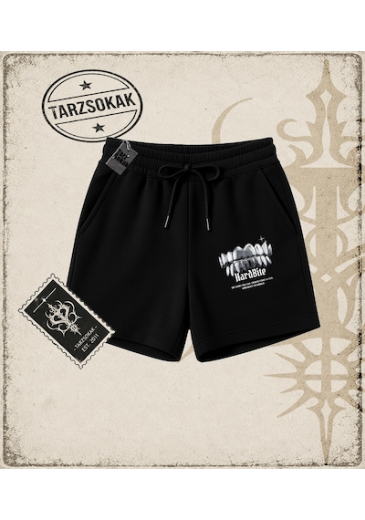 Tarzsokak Gotik & Grunge Streetwear Hard Bıte Unisex Şort Siyah