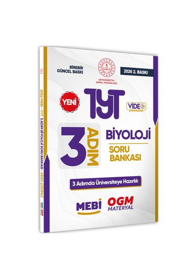 2026 TYT Mebi-ogm 3 Adım Biyoloji Soru Bankası Renkli A4 Boyut Video Çözümlü Baskı Ücreti