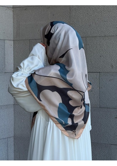 Qalortex Scarf Pamuklu Vera Desen Eşarp-petrol