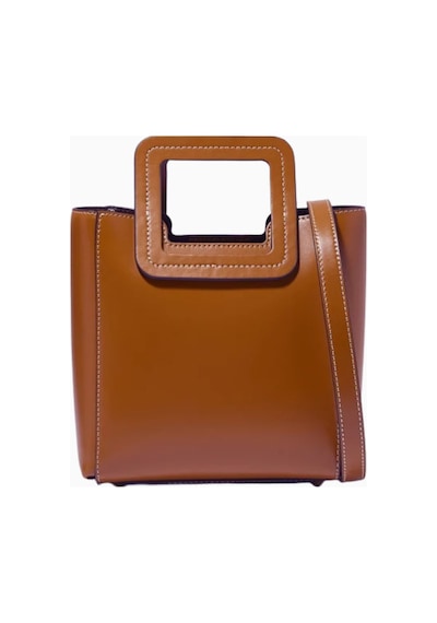 Staud Mini Shirley Tote Bag Kadın Deri Çanta, Şık Ve Çok Yönlü Omuz Çantası Kahverengi