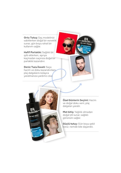 Saç Deniz Tuzu Spreyi - Sea Salt Spray & Wax Saç Şekillendirici Wax Sea Salt Pomade - 2'li Set Saçbakım