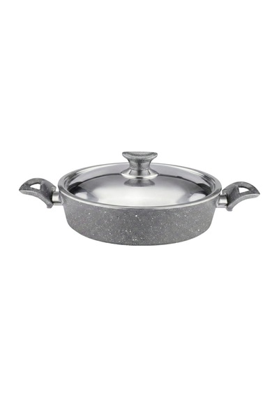 28 Cm Granit Karnıyarık & Pilav Tenceresi Çelik Kapak - Gri Gri