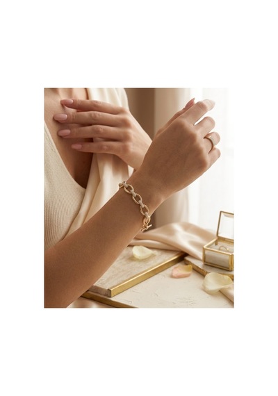 Çelik Pinterest Gold Gümüş 2 Renkli Kadın Bileklik Gümüş - 891545498 Gümüş
