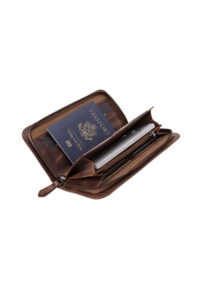 Bloominbag Faron Saddle Heritage Telefon Bölmeli Hakiki Deri Unisex Clutch Çanta kahverengi