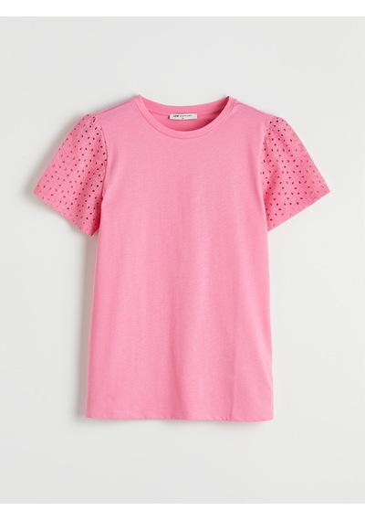 Lcw Comfort Pembe Bisiklet Yaka Brode Detaylı Bluz