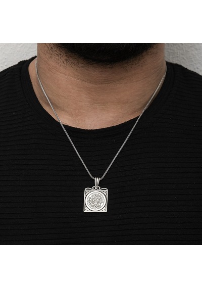Yüzük Sanatı Hz. Süleyman Mührü Kare Gümüş Erkek Kolye