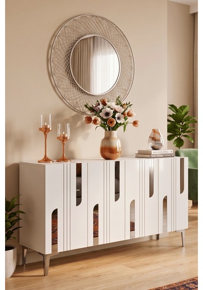 Ka1231bs Nota120 Konsol, Kahve Köşesi Ve Tv Sehpası, Çok Amaçlı Dolap Beyaz - Sılver 120cm Ka1231bs Nota120 Konsol, Kahve Köşesi Ve Tv Sehpası, Çok Amaçlı Dolap Beyaz - Sılver 120cm
