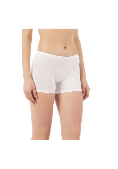 Özkan Underwear Özkan 0412 Kadın Likralı %95 Pamuklu Süprem Esnek Rahat Boxer Şort Tayt Beyaz