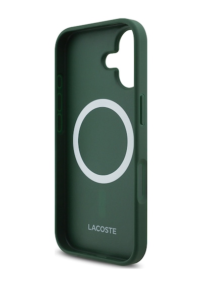 Apple Uyumlu iPhone 17  Kılıf Lacoste Lisanslı M-safeli Pu Deri Tasarımlı Metal Logolu Kapak Yeşil Yeşil