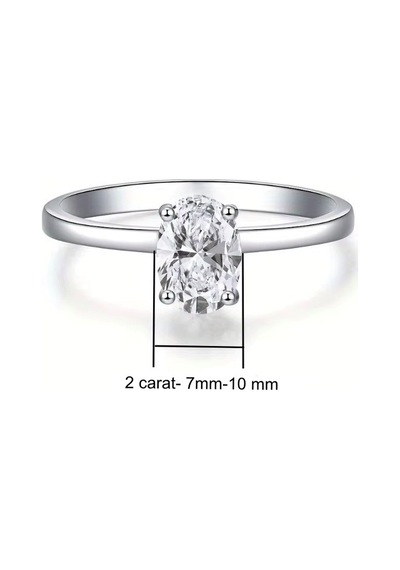Gümüş Oval 2 Carat Taşlı Yüzük Diğer