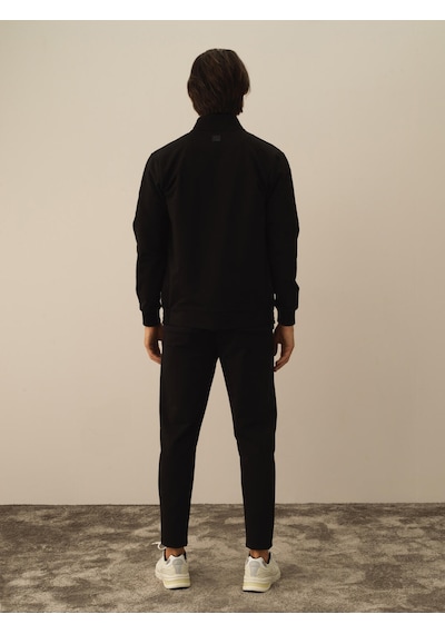 Xint Siyah Pamuk Dokulu Slim Fit Sweatmont 350167