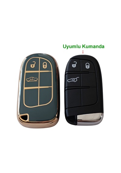 Egea Cross 500 Jeep Dodge Chrysler Uyumlu Smart Kumanda Anahtar Kılıfı Oto Anahtarlık Turkuaz Gold