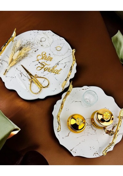 Devotiony Felsefesiyle Gold Polyester Söz Ve Nişan Tepsisi Gold Gold