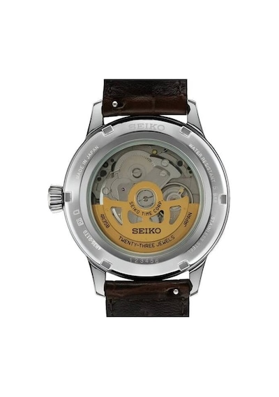Seiko Srpk15j 40 Mm Otomatik Deri Kahverengi Lacivert Kadran 40 Mm Erkek Kol Saati Gri