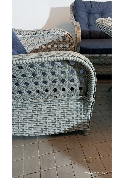 Ribamo Rattan Bahçe Mobilyası Zambak 3 Lü Oturma Gurubu Antrasit Antrasit Gri